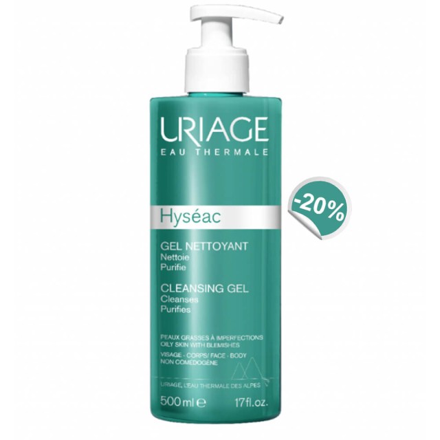 Uriage Hyseac Gel Nettoyant Απαλό Καθαριστικό Τζελ για Λιπαρό Δέρμα με Ακμή (-20%) 500ml