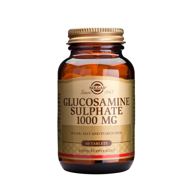Solgar Glucosamine Sulphate Συμπλήρωμα Διατροφής Με Θειϊκή Γλουκοζαμίνη Για Την Καλή Υγεία Των Αρθρώσεων, Των Χόνδρων & Των Τενόντων 1000mg 60tabs