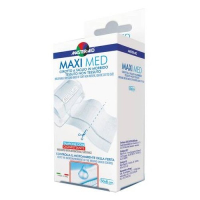 Master Aid Maxi Med 50 x 8cm Γάζα 1τμχ. Αεριζόμενος ταχυεπίδεσμος ιδανικές για την γρήγορη ανάπλαση της πληγής