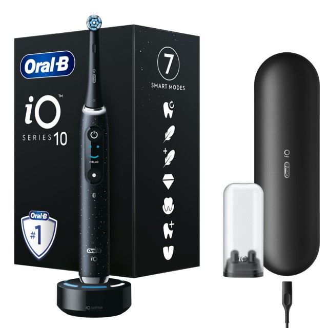 Oral-B iO Series 10 Magnetic Cosmic Black Ηλεκτρική Οδοντόβουρτσα Με Χρονομετρητή, Αισθητήρα Πίεσης & Θήκη Ταξιδίου Μαύρο Χρώμα 1τμχ