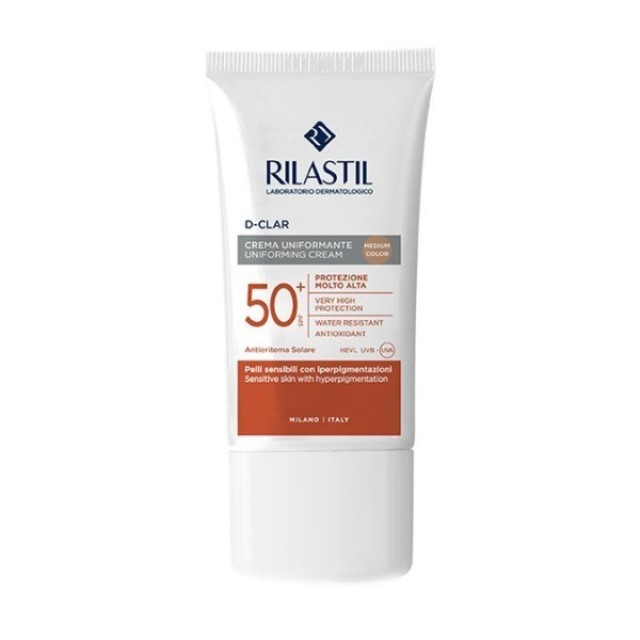 Rilastil D-Clar Uniforming Cream SPF50+ Αντηλιακή Κρέμα με Χρώμα Medium Απόχρωση, 40ml