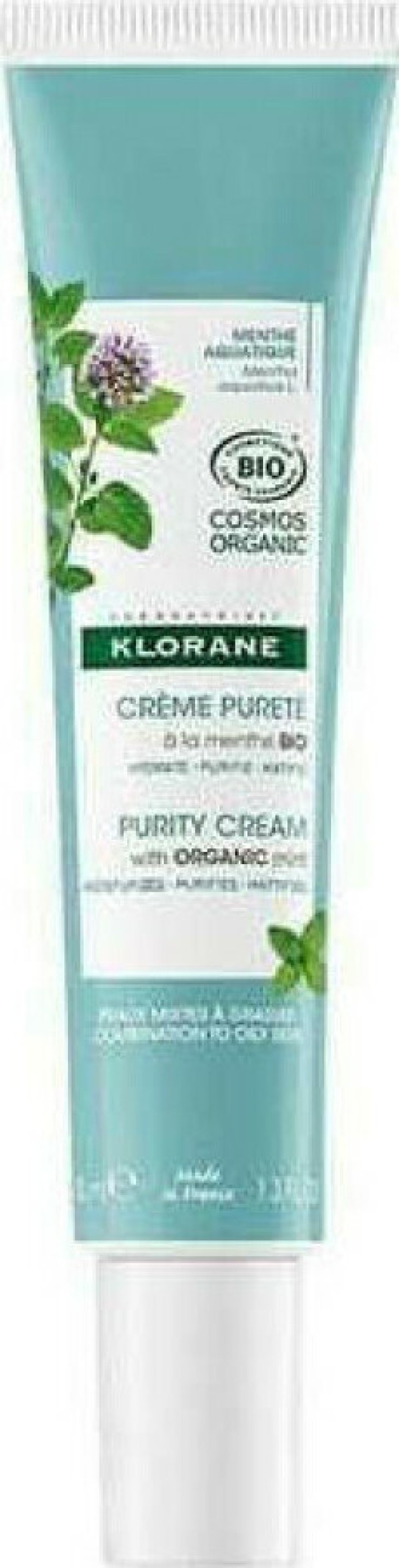 Klorane Purity Cream Aquatic Mint Κρέμα Προσώπου Αποτοξίνωσης Για Μικτό-Λιπαρό Δέρμα Με Βιολογική Υδάτινη Μέντα 40ml