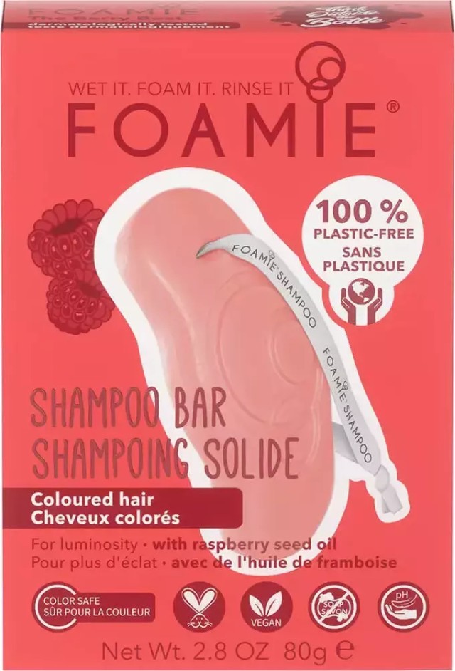 Foamie Shampoo Bar - Raspberry for Coloured Hair Σαμπουάν σε Μορφή Μπάρας για Βαμμένα Μαλλιά 80gr