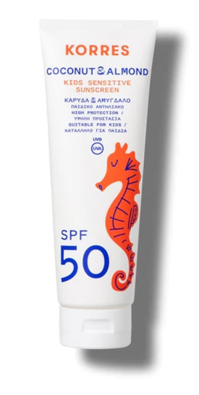 Korres Kids Sensitive Sunscreen Coconut & Almond Παιδικό Αντηλιακό Γαλάκτωμα Για Πρόσωπο & Σώμα SPF50 250ml