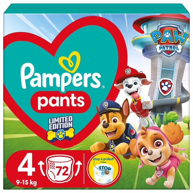 Pampers Pants Paw Patrol Πάνες Βρακάκι Μέγεθος 4 (9kg-15kg) 72τμχ