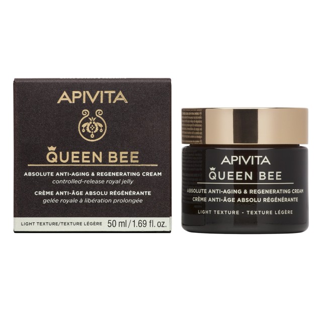 Apivita Queen Bee Κρέμα Απόλυτης Αντιγήρανσης & Αναγέννησης Ελαφριάς Υφής Με Βασιλικό Πολτό Ελεγχόμενης Αποδεύσμεσης 50ml