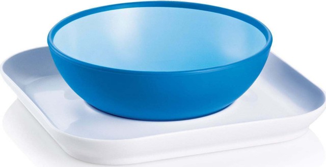 Mam Babys bowl & plate Μπωλ με πιατάκι, για μωρά 6+ μηνών, 1τμχ χρώματος μπλέ