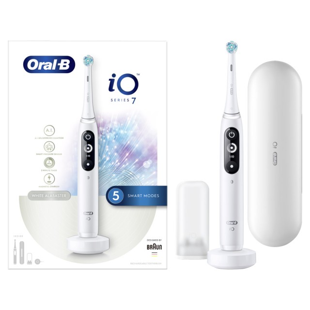 Oral B iO Series 7 Ηλεκτρική οδοντόβουρτσα White ALabaster Με Χρονομετρητή & Αισθητήρα Πίεσης 1τμχ