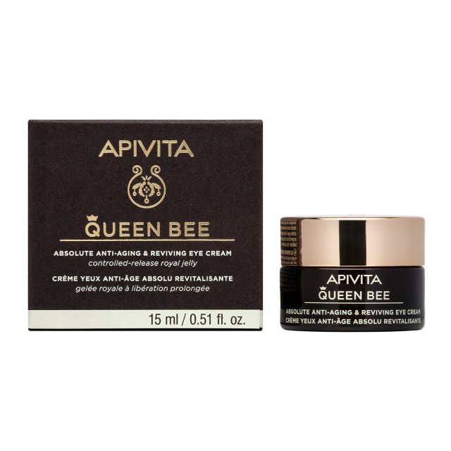 Apivita Queen Bee Κρέμα Ματιών Απόλυτης Αντιγήρανσης & Αναζωογόνησης Με Βασιλικό Πολτό Ελεγχόμενης Αποδέσμευσης 15ml