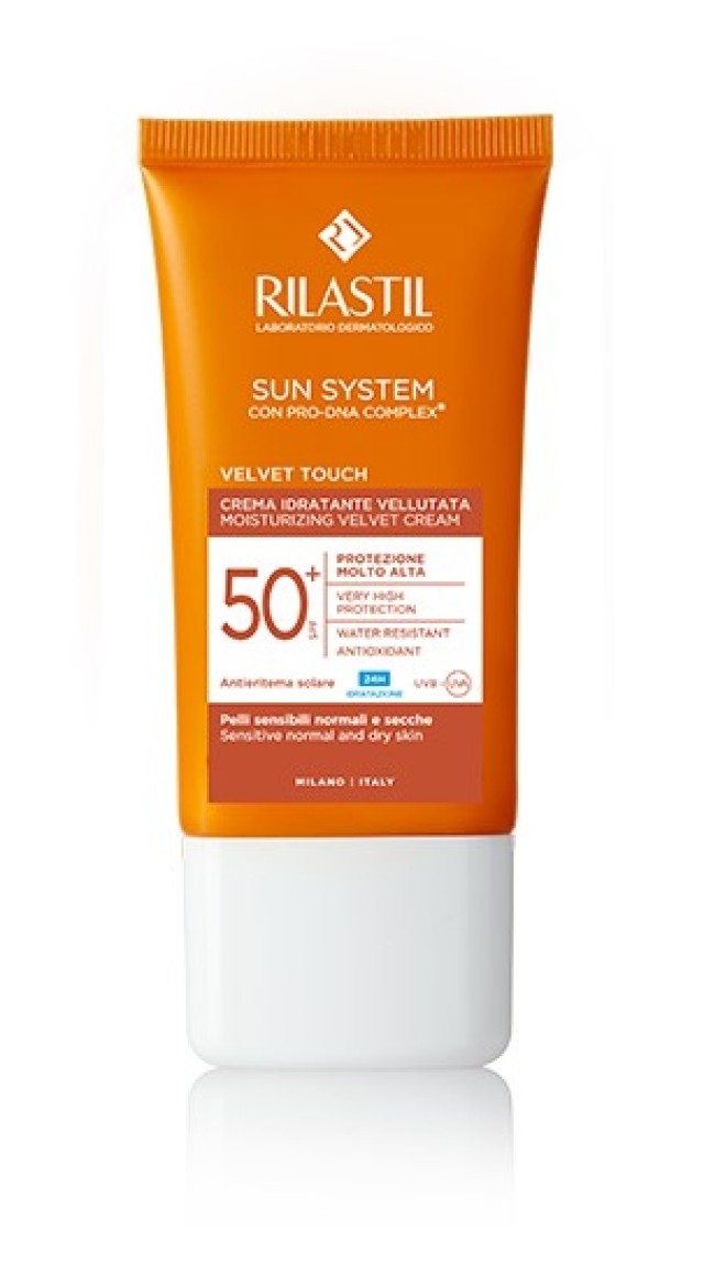 Rilastil Sun Velvet Cream SPF50 Αντηλιακή Κρέμα Προσώπου Για Ξηρές Επιδερμίδες 50ml