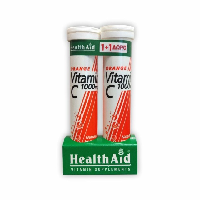 Health Aid Promo Vitamin C 1000mg Πορτοκάλι 20 Αναβράζοντα Δισκία [1+1 Δώρο]