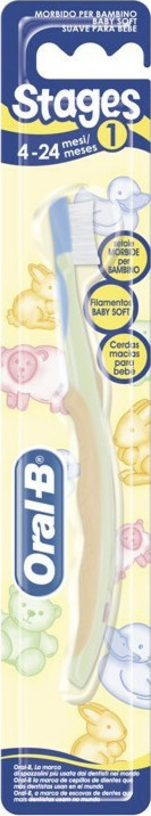Oral-B Baby Toothbrush Βρεφική Οδοντόβουρτσα Λαχανί / Πορτοκαλί / Γαλάζιο Extra Soft 0-2 Ετών 1τμχ