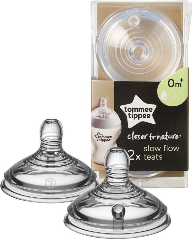 Tommee Tippee Closer To Nature Θηλή Σιλικόνης Αργής Ροής 0m+ 2τμχ