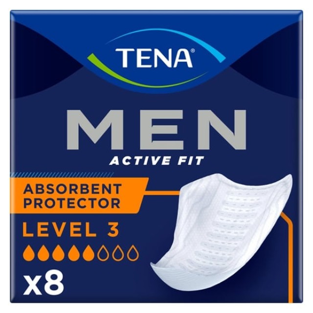 Tena Men Active Fit Absorbent Protector Level 3 Επιθέματα Ακράτειας, 8τεμ