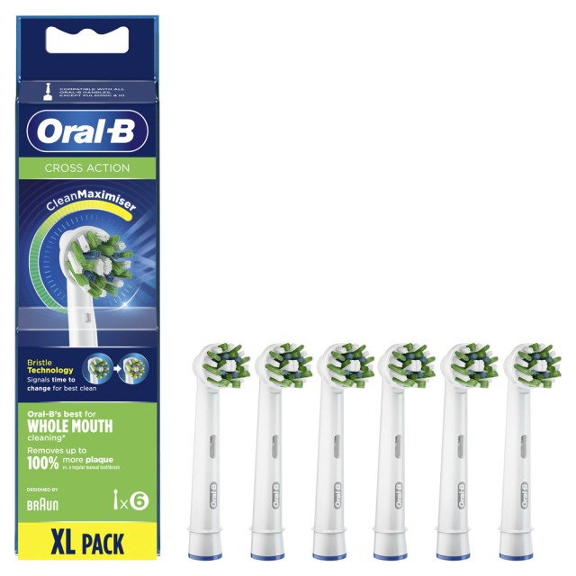Oral B Cross Action XL Ανταλλακτικά Βουρτσάκια White 6τμχ