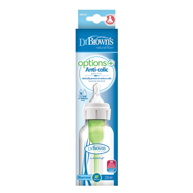 Dr. Browns Options SB 81005 Μπιμπερό Πλαστικό με Στενό Λαιμό & Θηλή Σιλικόνης 250ml 1τμχ