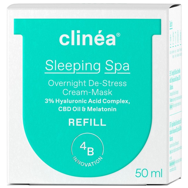 Clinea Sleeping Spa Overnight De-Stress Cream-Mask Refill Κρέμα-Μάσκα Νυκτός Προσώπου Για Ενυδάτωση & Αναζωογόνηση Ανταλλακτικό 50ml