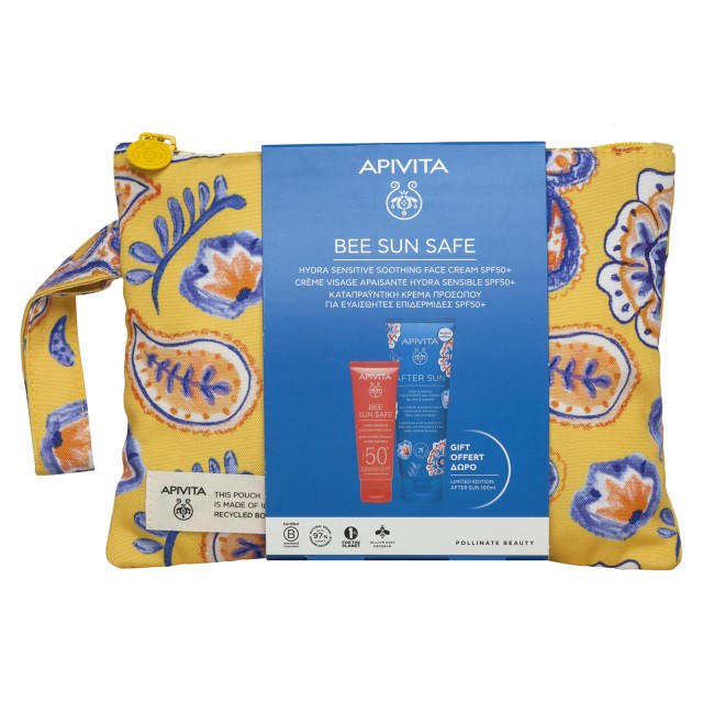 APIVITA PROMO BEE SUN SAFE ΚΑΤΑΠΡΑΫΝΤΙΚΗ ΚΡΕΜΑ ΠΡΟΣΩΠΟΥ ΓΙΑ ΕΥΑΙΣΘΗΤΕΣ ΕΠΙΔΕΡΜΙΔΕΣ SPF50+ ΔΩΡΟ ΔΡΟΣΙΣΤΙΚΗ & ΚΑΤΑΠΡΑΫΝΤΙΚΗ ΚΡΕΜΑ-GEL ΓΙΑ ΠΡΟΣΩΠΟ & ΣΩΜΑ 100ml