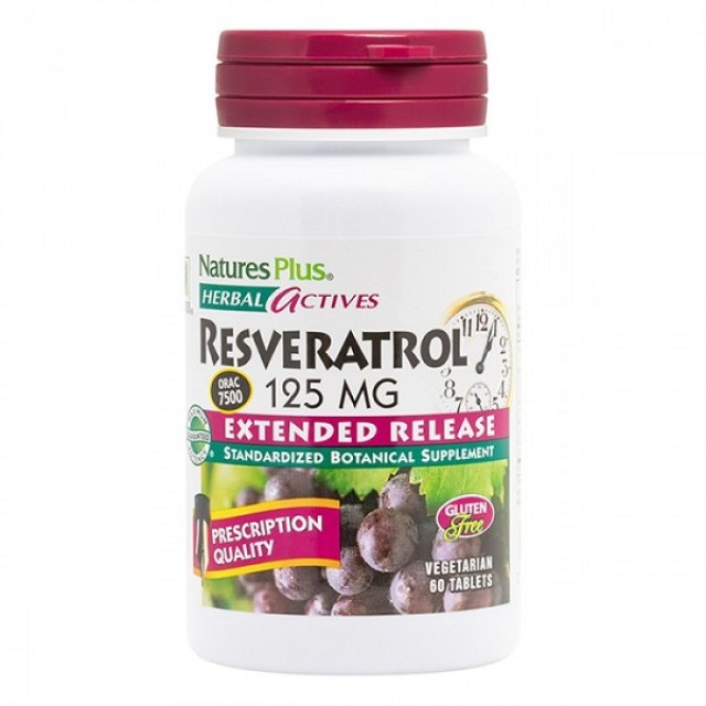 Natures Plus Resveratrol 125 mg Μοναδική Φόρμουλα Ρεσβερατρόλης, 60tabs