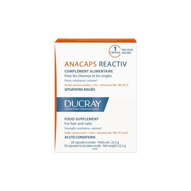 Ducray Anacaps Reactiv Συμπλήρωμα Διατροφής για την Aντιδραστική Tριχόπτωση 30caps