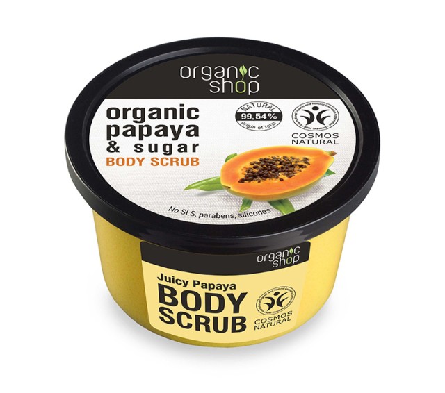 Natura Siberica Organic Shop Juicy Papaya & Sugar Body Scrub Απολεπιστικό Σώματος Παπάγια Και Ζάχαρη 250ml