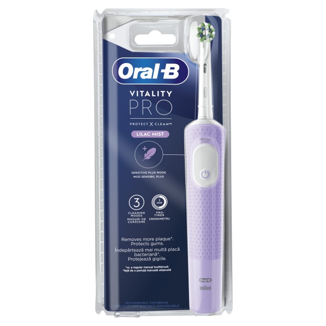 Oral-B Vitality Pro Protect X Clean Lilac Mist Ηλεκτρική Οδοντόβουρτσα Μωβ Χρώμα 1τμχ