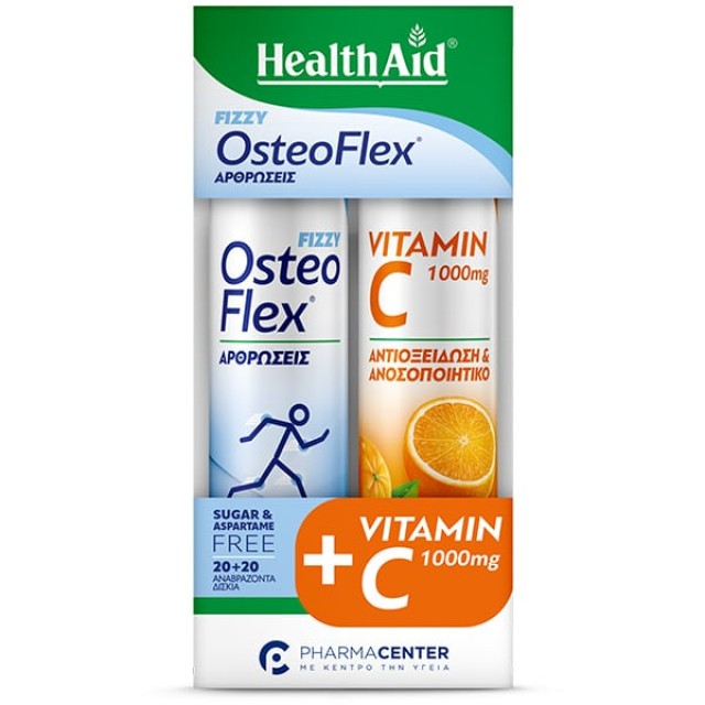 Health Aid Osteoflex Fizzy 20 αναβράζοντα δισκία & Vitamin C 1000mg Γεύση Πορτοκάλι 20 αναβράζοντα
