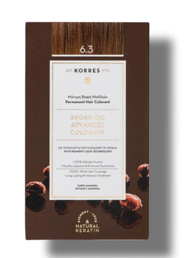 Korres Argan Oil Advanced Colorant 6.3 Ξανθό Σκούρο Μελί 50ml