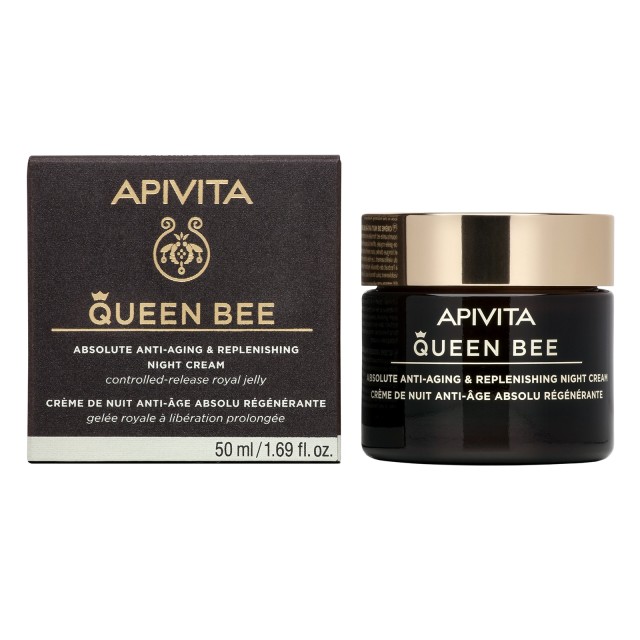 Apivita Queen Bee Κρέμα Νύχτας Απόλυτης Αντιγήρανσης & Εντατικής Θρέψης Με Βασιλικό Πολτό Ελεγχόμενης Αποδέσμευσης 50ml