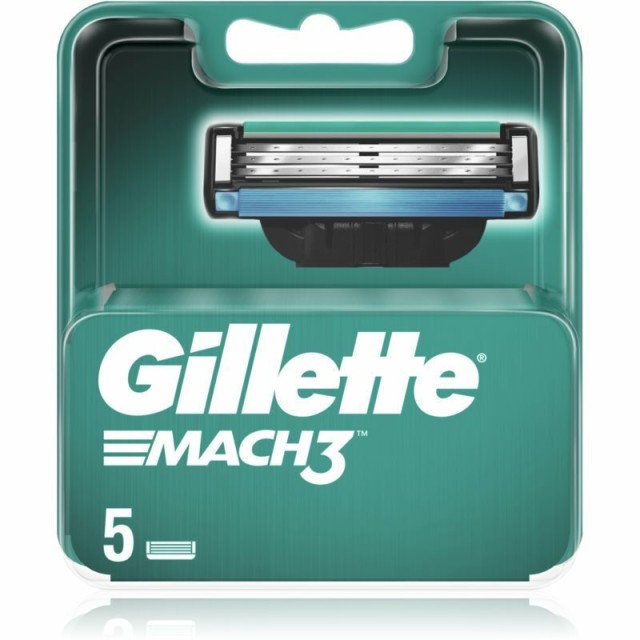 Gillette Mach3 Ανταλλακτικές Κεφαλές Με 3 Λεπίδες Και Λιπαντική Ταινία 5τμχ