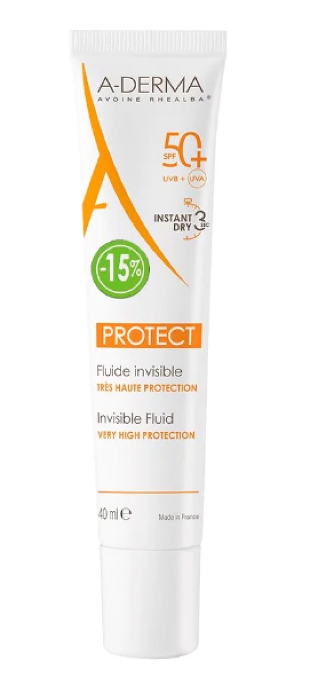A-Derma Promo Protect Invisible Fluid Εξαιρετικά Λεπτόρευστη Αντηλιακή Κρέμα Προσώπου SPF50+ 40ml (-15% )