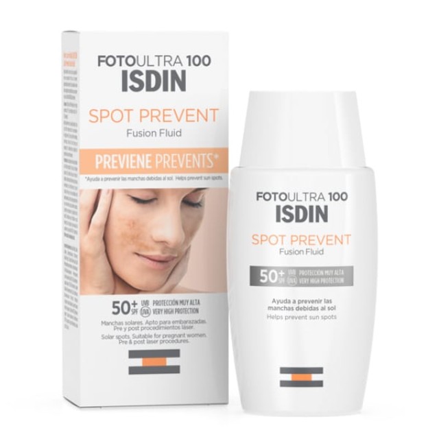 ISDIN Spot Prevent Fusion Fluid Αντηλιακό Προσώπου SPF50+ που Προλαμβάνει τα Σημάδια που Προκαλούνται από τον Ήλιο, 50ml