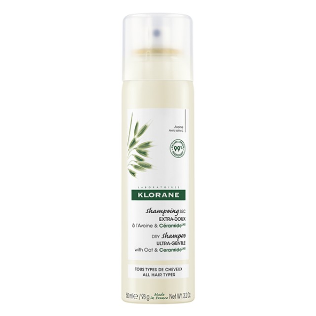 Klorane Dry Shampoo with Oat Milk Ultra-Gentle Ξηρό Σαμπουάν με Γαλάκτωμα Βρώμης για Κάθε Τύπο Μαλλιών, 150ml