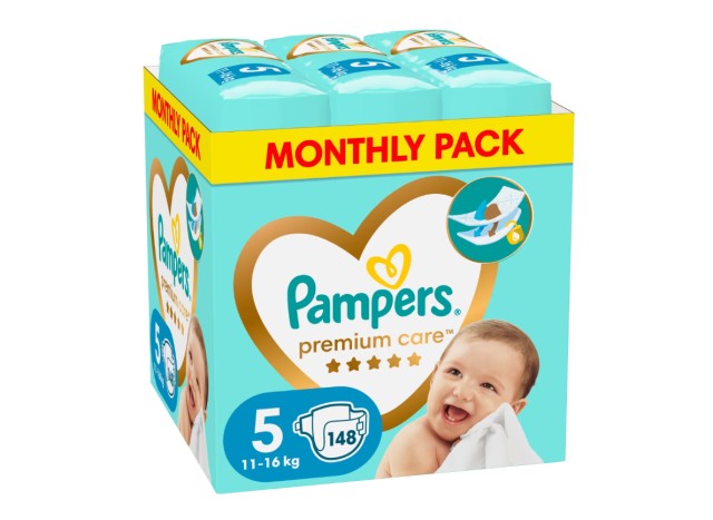 Pampers Premium Care Νο5 (11kg-16kg) Monthly Pack 148τμχ
