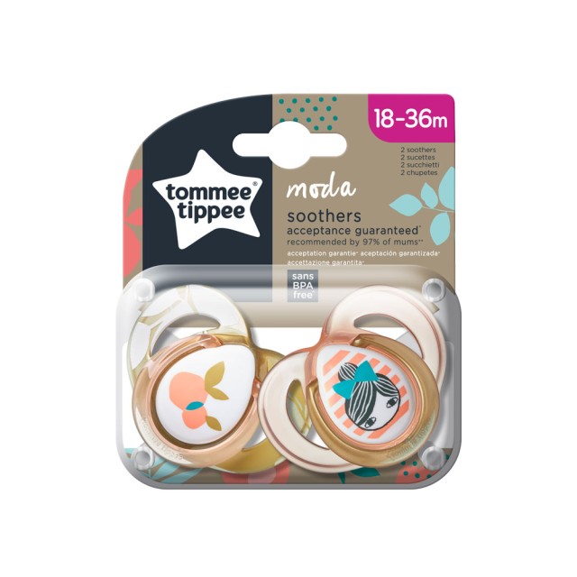 Tommee Tippee Moda Πιπίλα Σιλικόνης Ροζ 18-36m 2τμχ