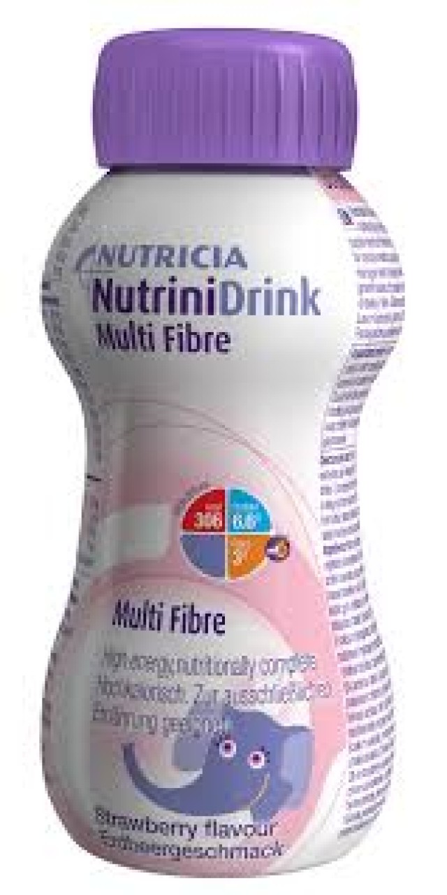 Nutricia Nutrini Drink Multi Fibre Θρεπτικό Συμπλήρωμα Διατροφής Φυτικών Ινών για Παιδιά άνω του 1 Έτους - Φράουλα, 200ml