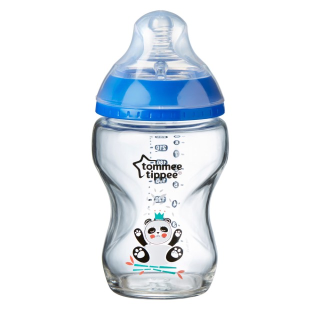 Tommee Tippee Closer To Nature Γυάλινο Μπιμπερό 0m+ Μικρής Ροής Μπλε 250ml