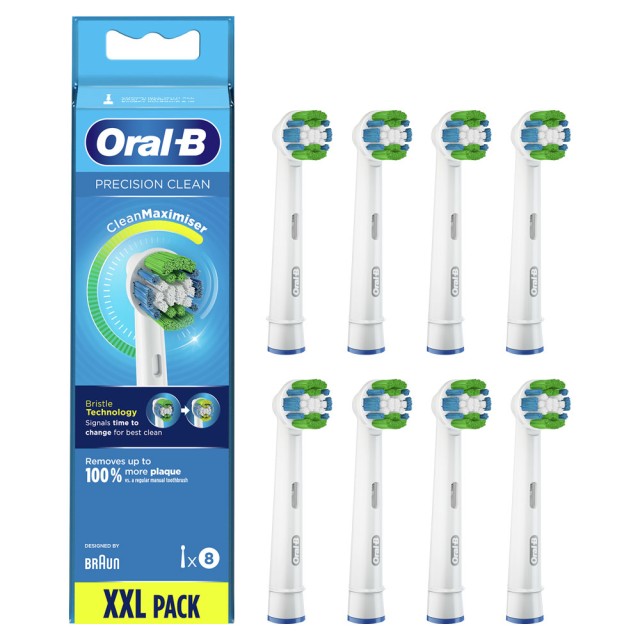 Oral B Precision Clean CleanMaximiser Xxl Pack White Ανταλλακτικές Κεφαλές Για Ηλεκτρική Οδοντόβουρτσα 8τμχ
