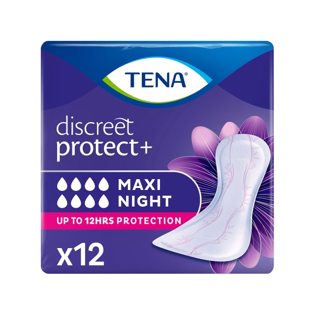 Tena Discreet Maxi Night Σερβιέτες Ακράτειας Νυκτός, 12τεμ