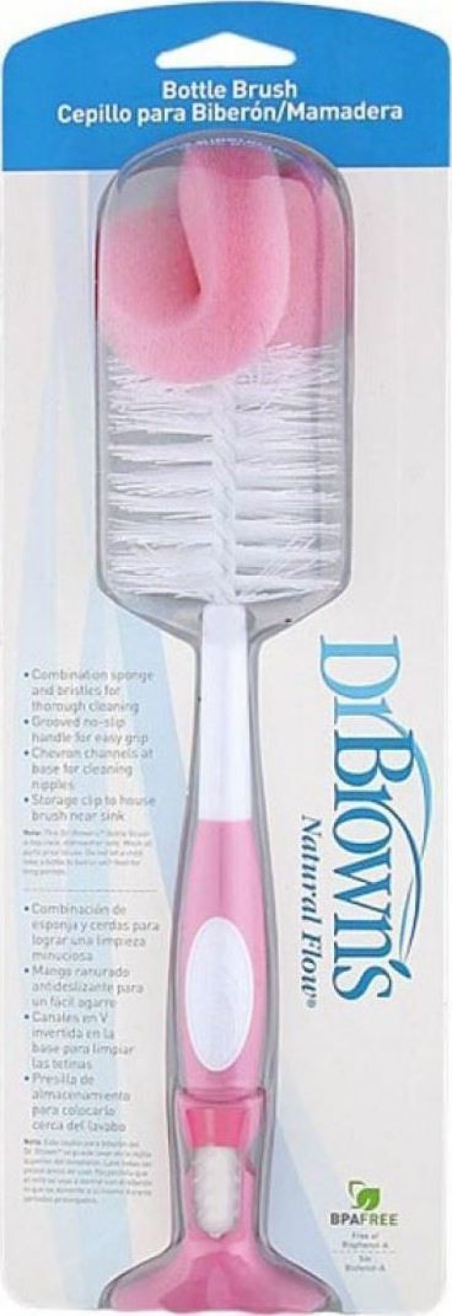 Dr. Browns AC023 Bottle Brush Βούρτσα Καθαρισμού Μπιμπερό Ροζ 1τμχ