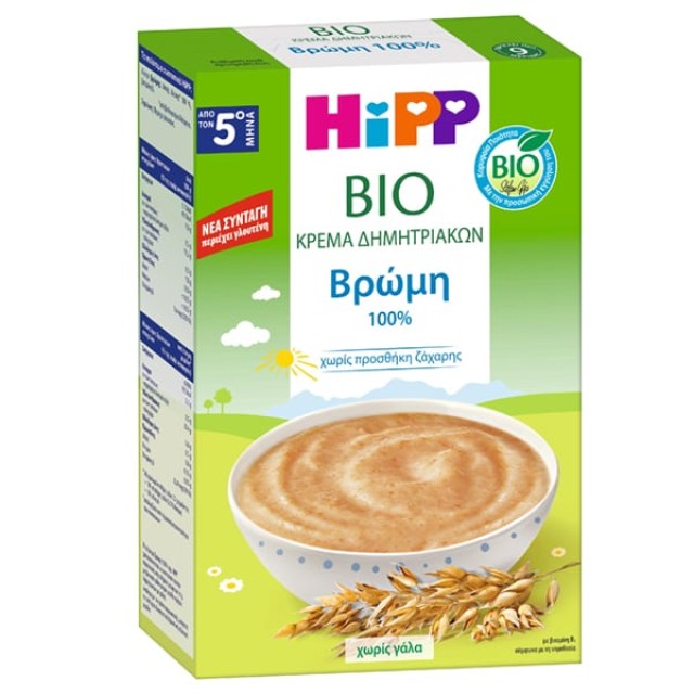 Hipp Bio Κρέμα Δημητριακών με Βρώμη Χωρίς Γάλα με Γλουτένη από τον 5ο Μήνα 200g