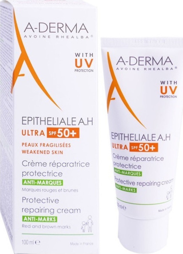 A-Derma Epitheliale A.H. Duo Ultra Soothing Repairing Cream Προστατευτική Επανορθωτική Κρέμα Πολύ Υψηλής Αντηλιακής Προστασίας SPF50+ 100ml