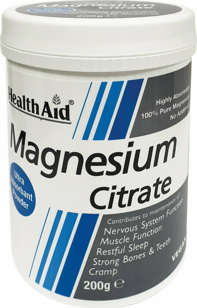 Health Aid Magnesium Citrate Συμπλήρωμα Διατροφής με Μαγνήσιο σε Μορφή Σκόνης 200gr