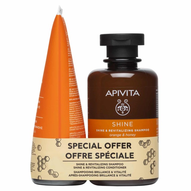 Apivita Promo Λάμψη & Αναζωογόνηση Σαμπουάν Πορτοκάλι & Μέλι 250ml + Conditioner Πορτοκάλι & Μέλι 150ml