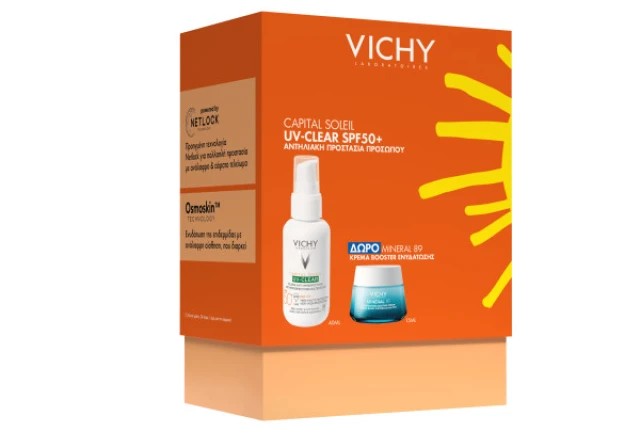 Vichy Promo Pack Capital UV-Cllear SPF50+ Αντηλιακό Προσώπου Καθημερινής Φωτοπροστασίας 40ml & ΔΩΡΟ Mineral 89 Κρέμα Βοοster Ενυδάτωσης 15ml