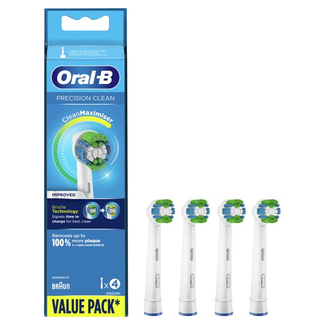 Oral B Precision Clean CleanMaximiser Value Pack White Ανταλλακτικές Κεφαλές Για Ηλεκτρική Οδοντόβουρτσα 4τμχ