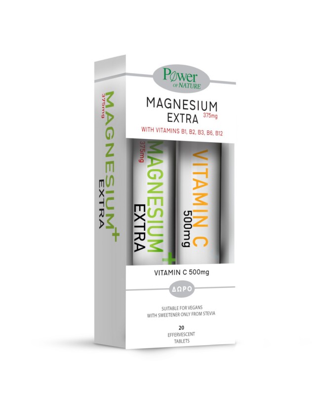 Power Health Magnesium Extra 375mg + Δώρο Vit.C 500mg, 20+20 Αναβράζοντα Δισκία