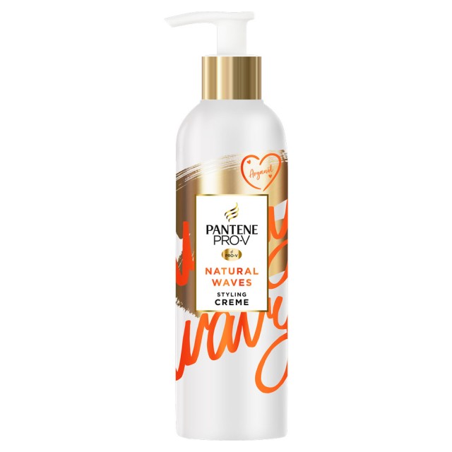 Pantene Pro-v Natural Waves Styling Cream Κρέμα Styling & Προστασίας Από Τη Θερμότητα Με Λάδι Αργκάν 235ml