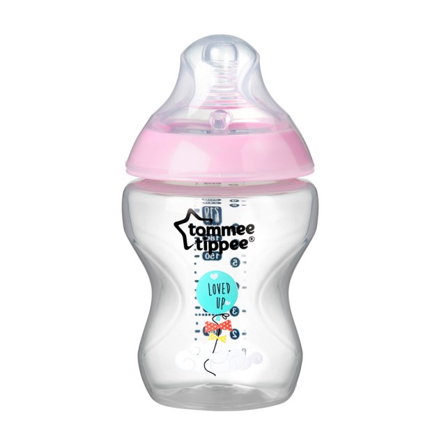 Tommee Tippee Closer To Nature Πλαστικό Μπιμπερό Μικρής Ροής 0m+ Ροζ 260ml