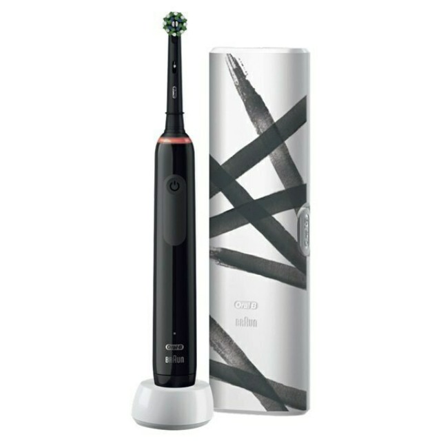 Oral-B Pro 3 3500 Design Edition Black Ηλεκτρική Οδοντόβουρτσα Με Χρονομετρητή, Αισθητήρα Πίεσης & Θήκη Ταξιδίου 1τμχ